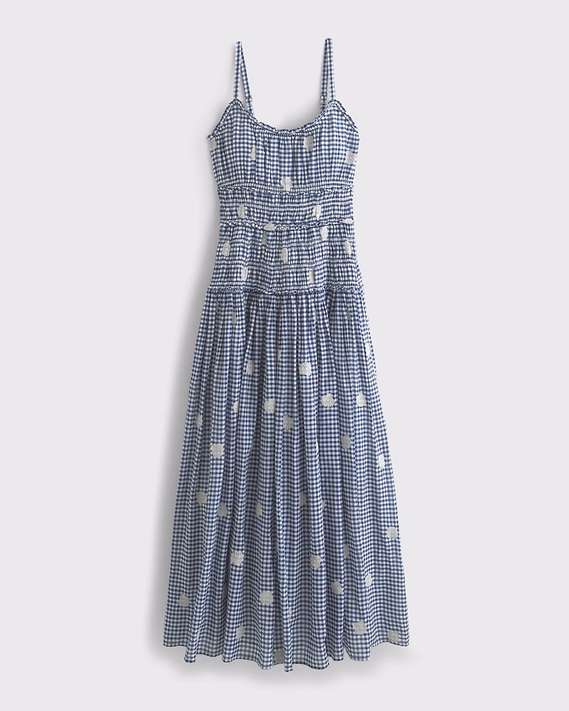 Smocked Drop-Waist Maxi Dress