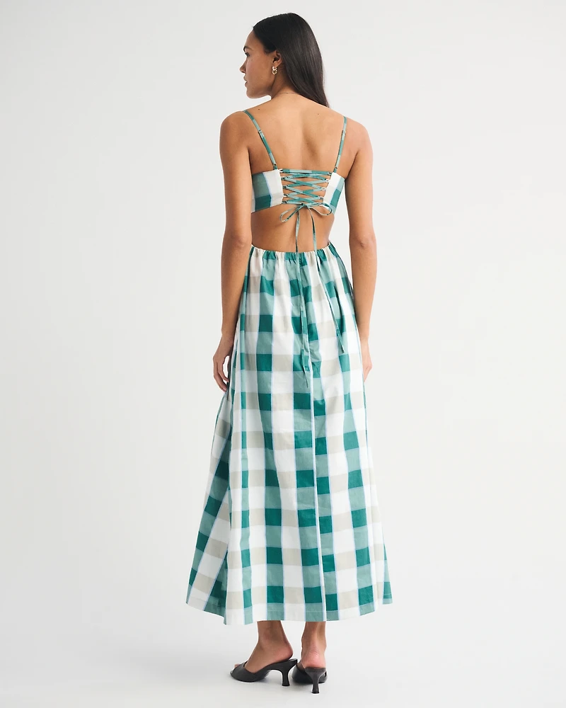 Bra-Free Lace Up Maxi Dress