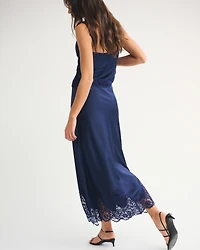 High Rise Satin Maxi Set Skirt