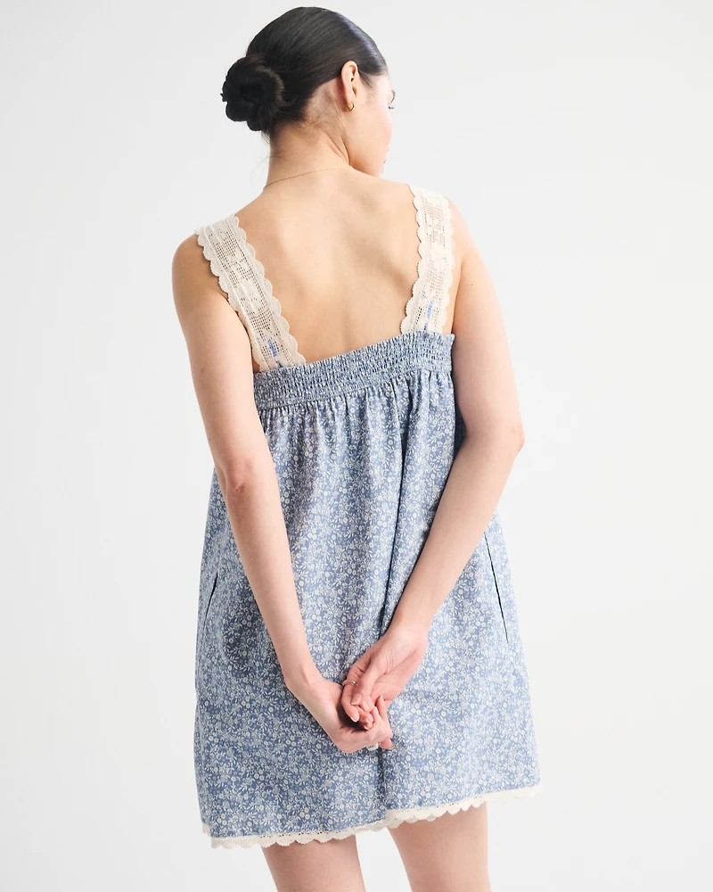 Lace-Trim Easy Mini Dress