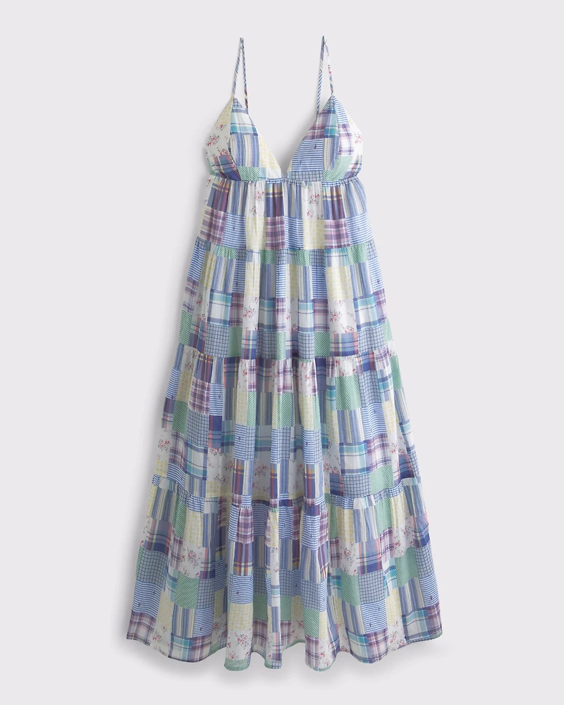 Bra-Free V-Neck Tiered Flowy Maxi Dress