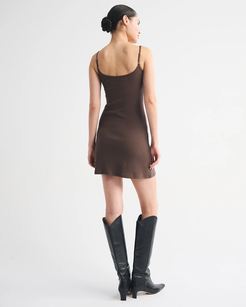 Bra-Free Rib Henley 90s Cami Mini Dress