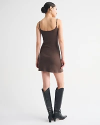 Bra-Free Rib Henley 90s Cami Mini Dress