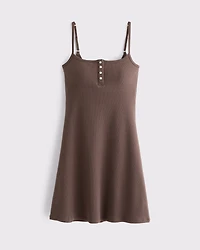 Bra-Free Rib Henley 90s Cami Mini Dress
