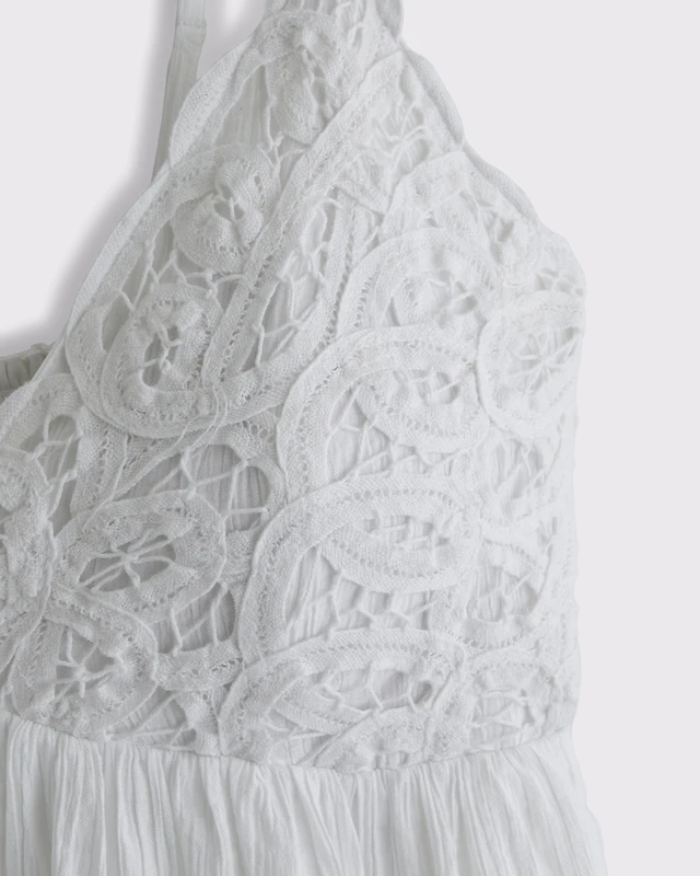 Abercrombie & Fitch Bra-Free V-Neck Lace Flowy Romper | Arden Fair