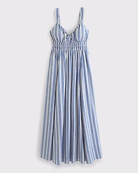 Bra-Free Smocked Tie-Front Midi Dress