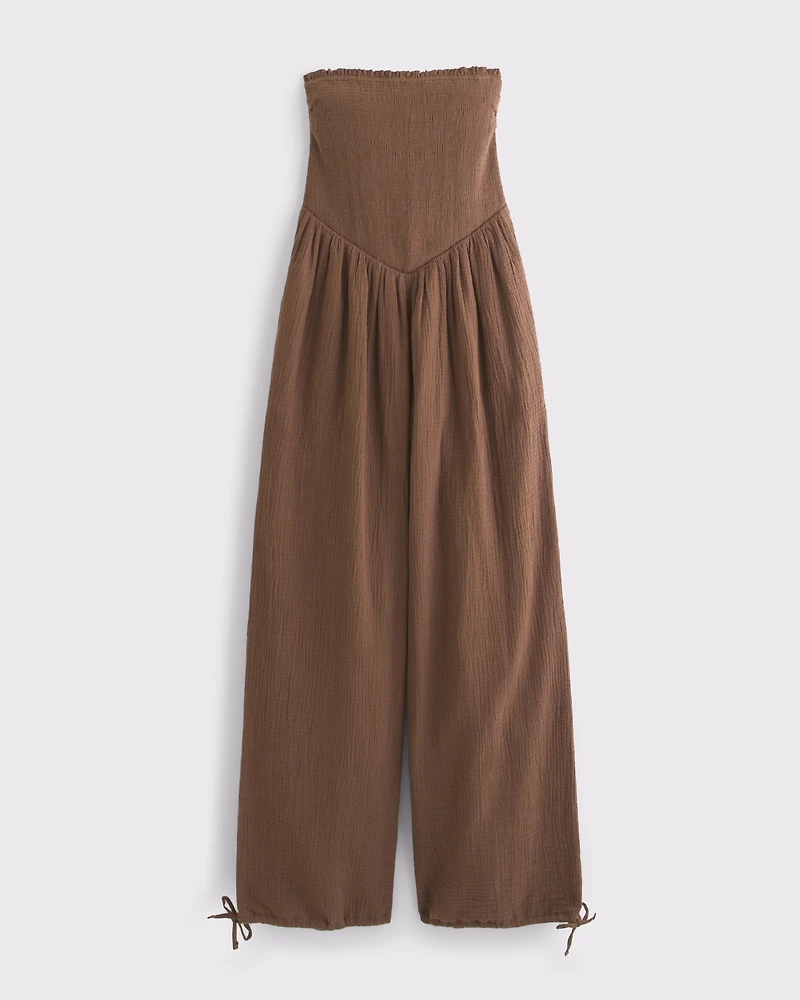 A&F Sydney Smocked Strapless Balloon Leg Jumpsuit