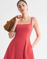 A&F Mila Ric-Rac Linen-Blend Midi Dress