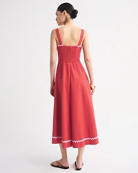 A&F Mila Ric-Rac Linen-Blend Midi Dress
