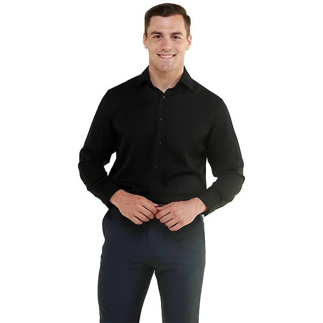 bill blass dress shirts Bill Blass Men's Big Twill Solid Performance Dress Shirt, Blue, 19