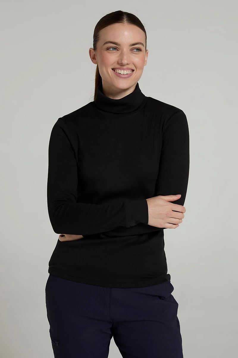 Meribel Womens Cotton Roll Neck Top