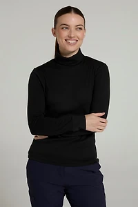 Meribel Womens Cotton Roll Neck Top