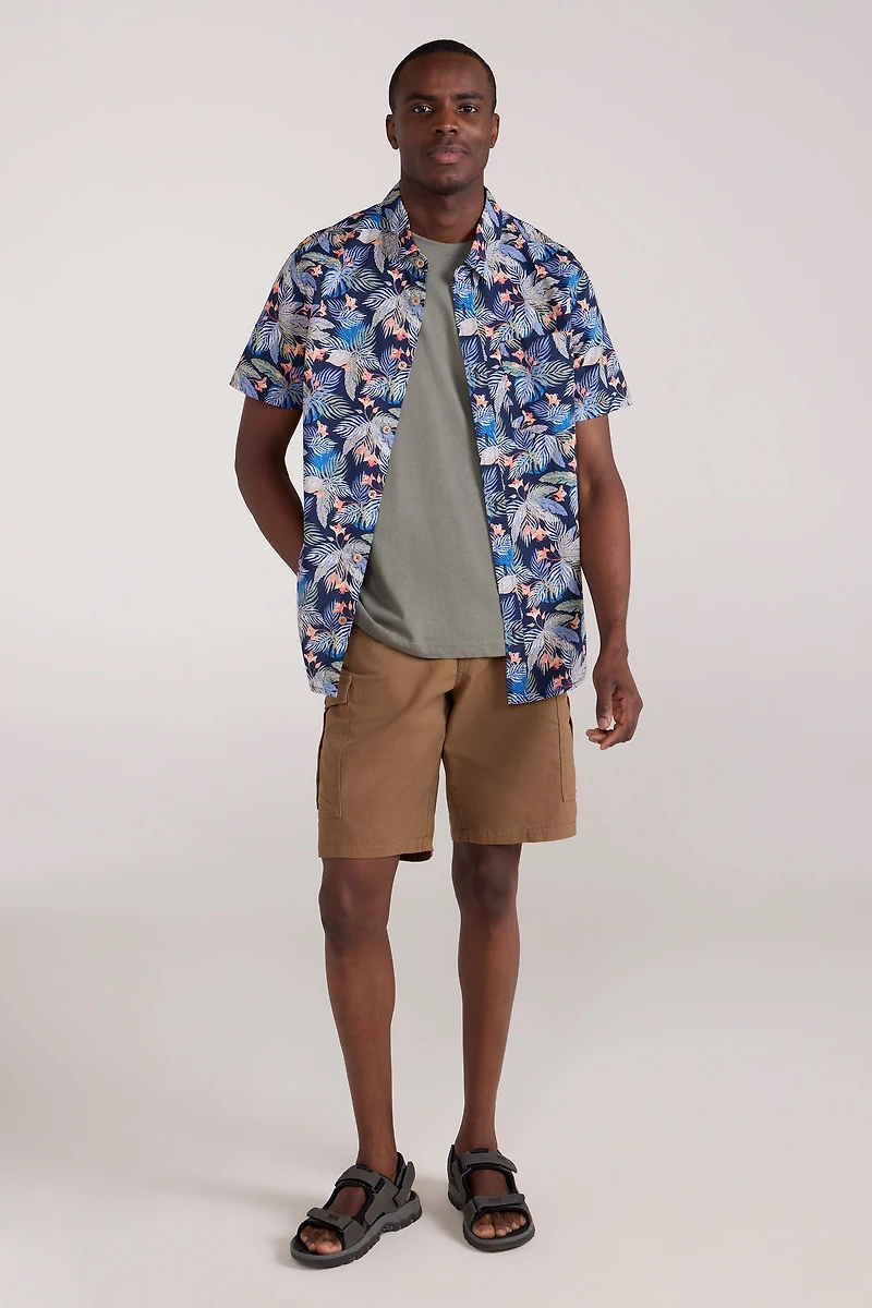 Tropical Printed Mens Short Sleeved Shirt