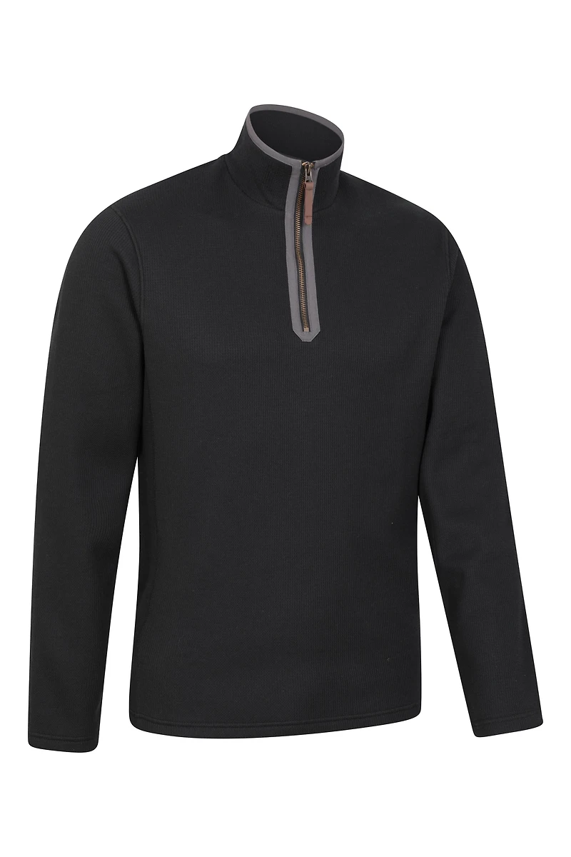 Beta Contrast Mens Zip-Neck Top