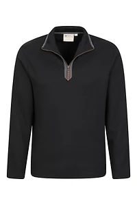 Beta Contrast Mens Zip-Neck Top
