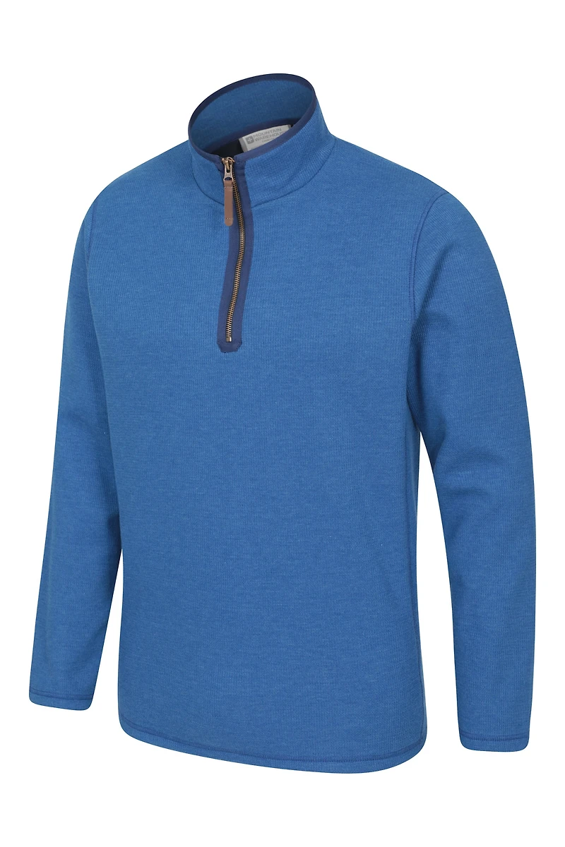 Beta Contrast Mens Zip-Neck Top
