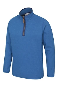 Beta Contrast Mens Zip-Neck Top