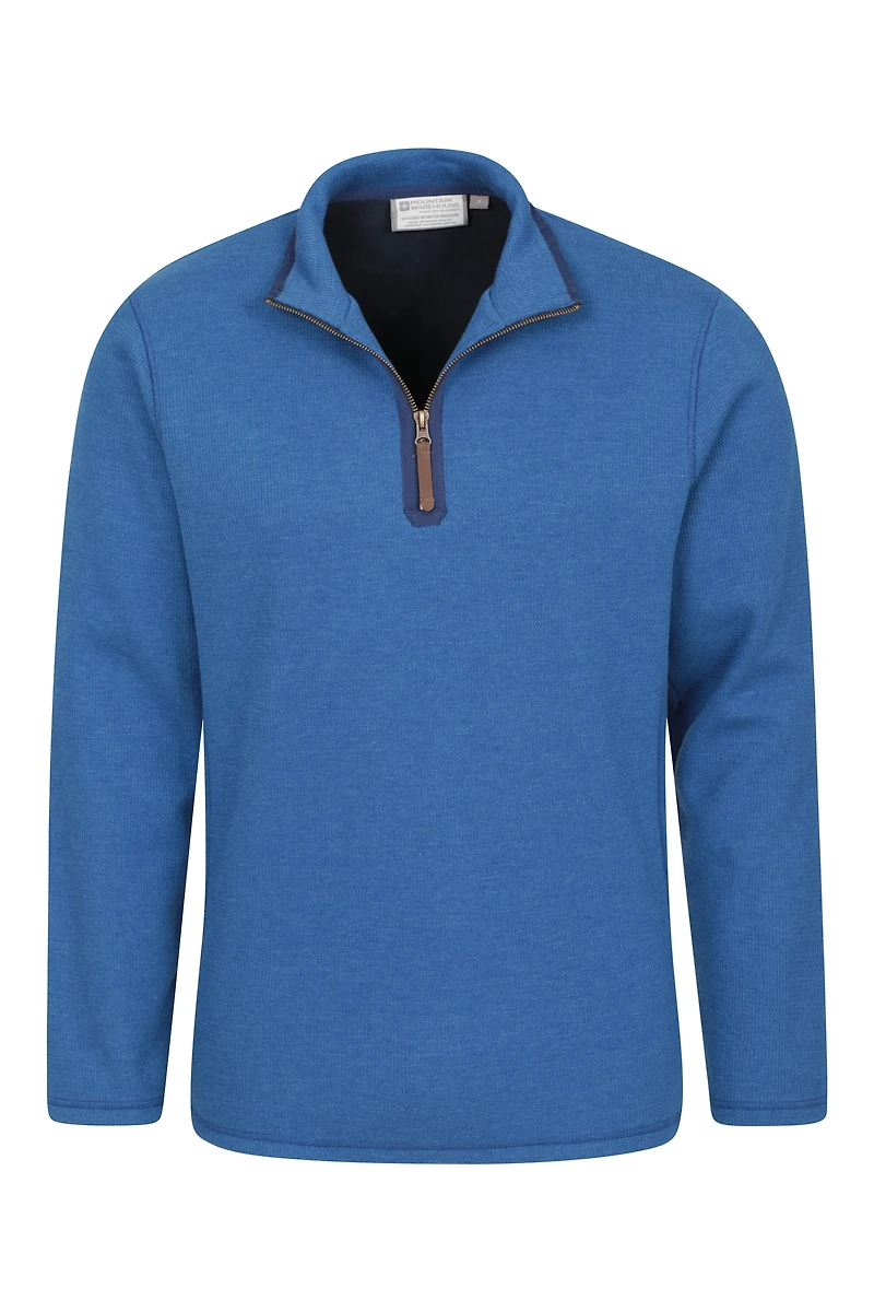 Beta Contrast Mens Zip-Neck Top