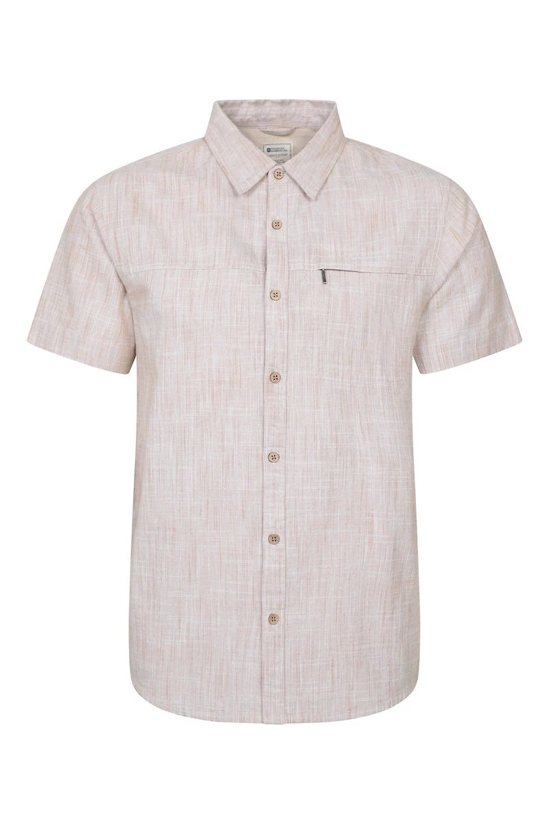 Coconut Slub Texture Mens Short-Sleeved Shirt