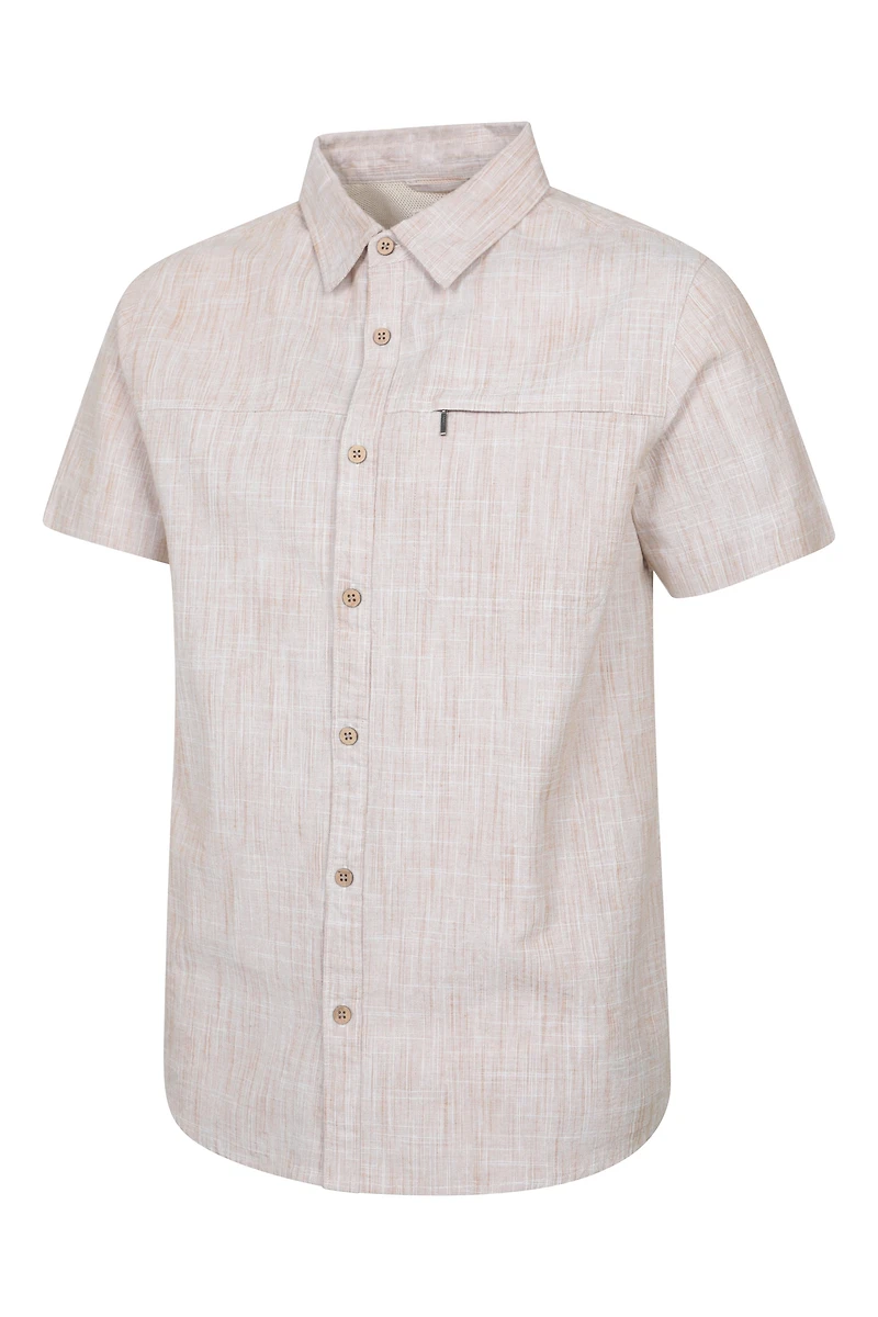 Coconut Slub Texture Mens Short-Sleeved Shirt