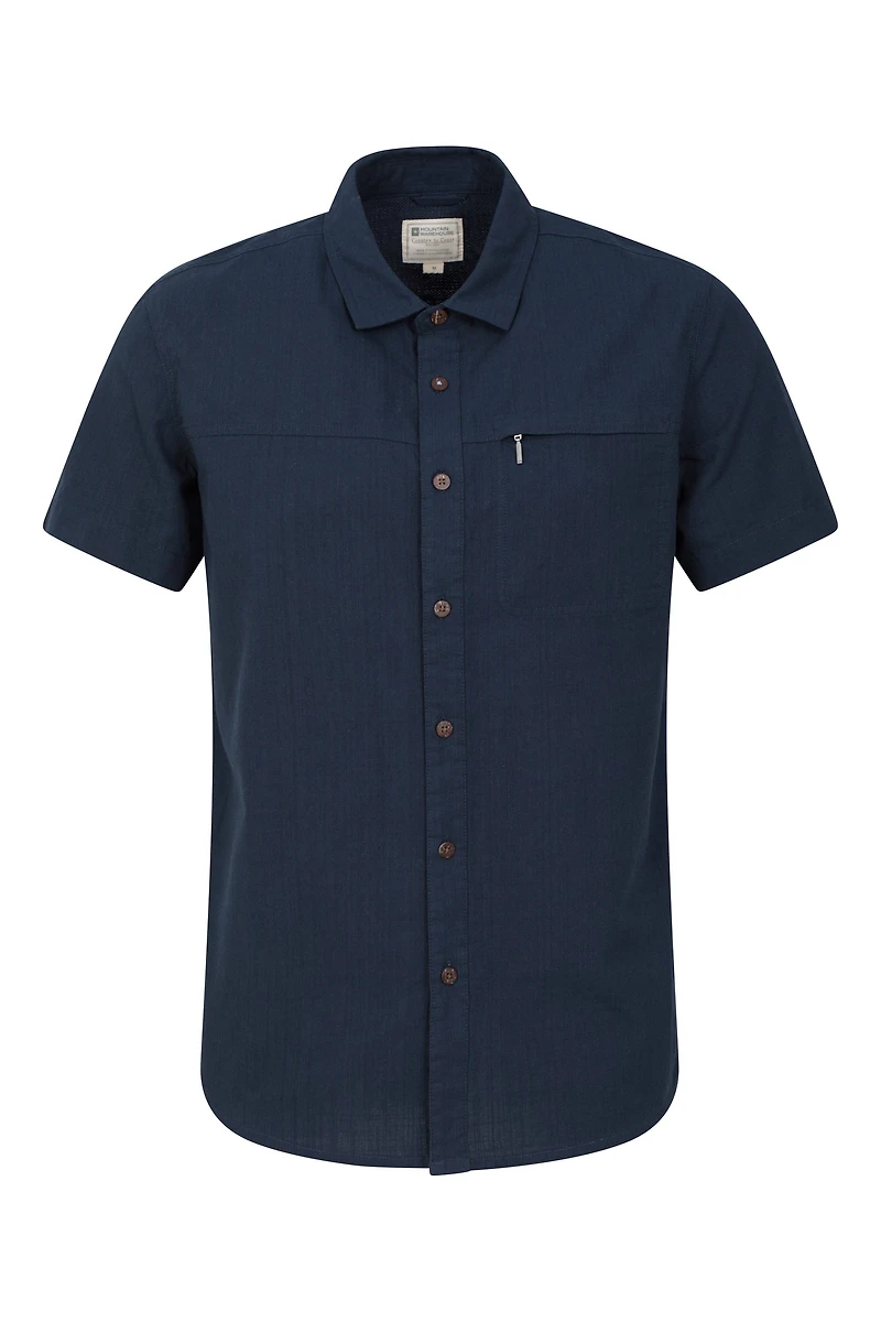 Coconut Slub Texture Mens Short-Sleeved Shirt