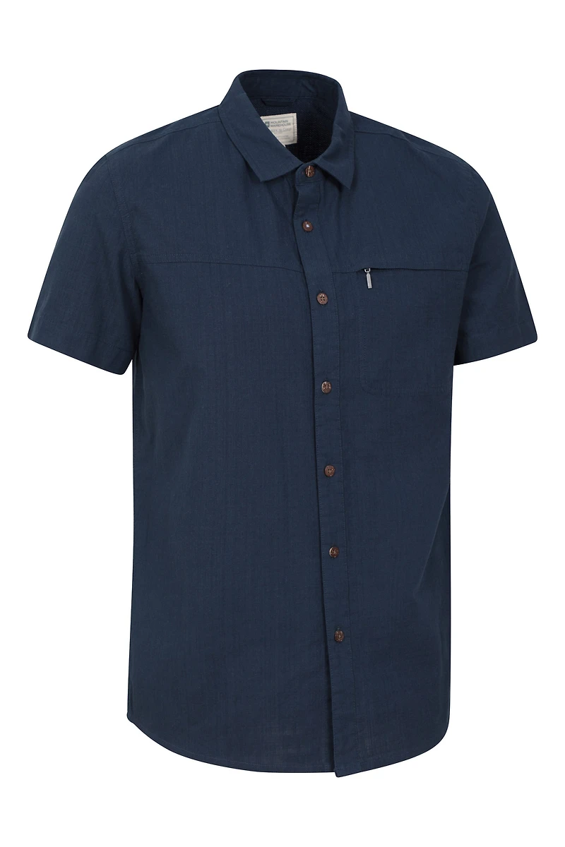 Coconut Slub Texture Mens Short-Sleeved Shirt