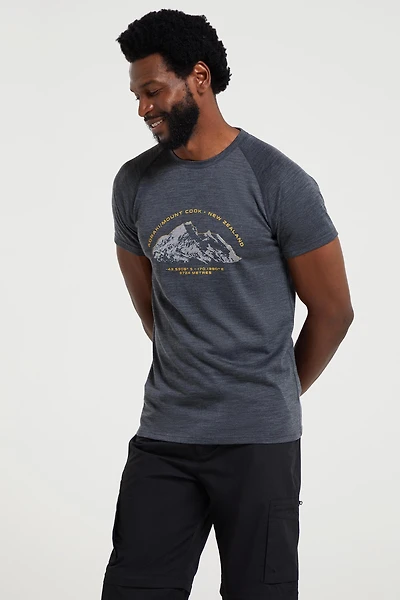 Quest Mens Printed Merino Thermal T-Shirt