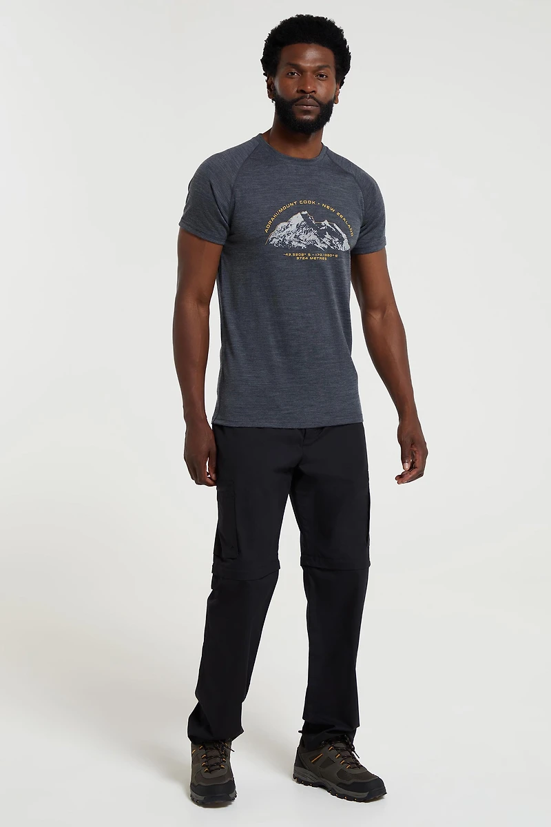 Quest Mens Printed Merino Thermal T-Shirt