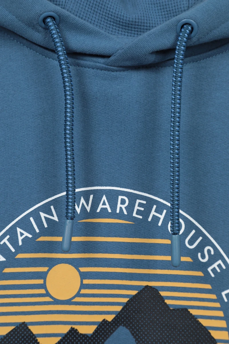 Circular Sunset Mountain Mens Graphic Hoodie