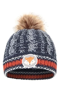 Badged Kids Pom-Pom Thermal Beanie
