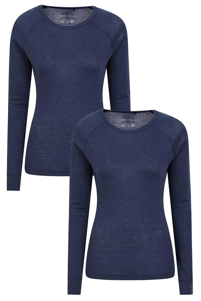 Merino Womens Round Neck Top 2-Pack