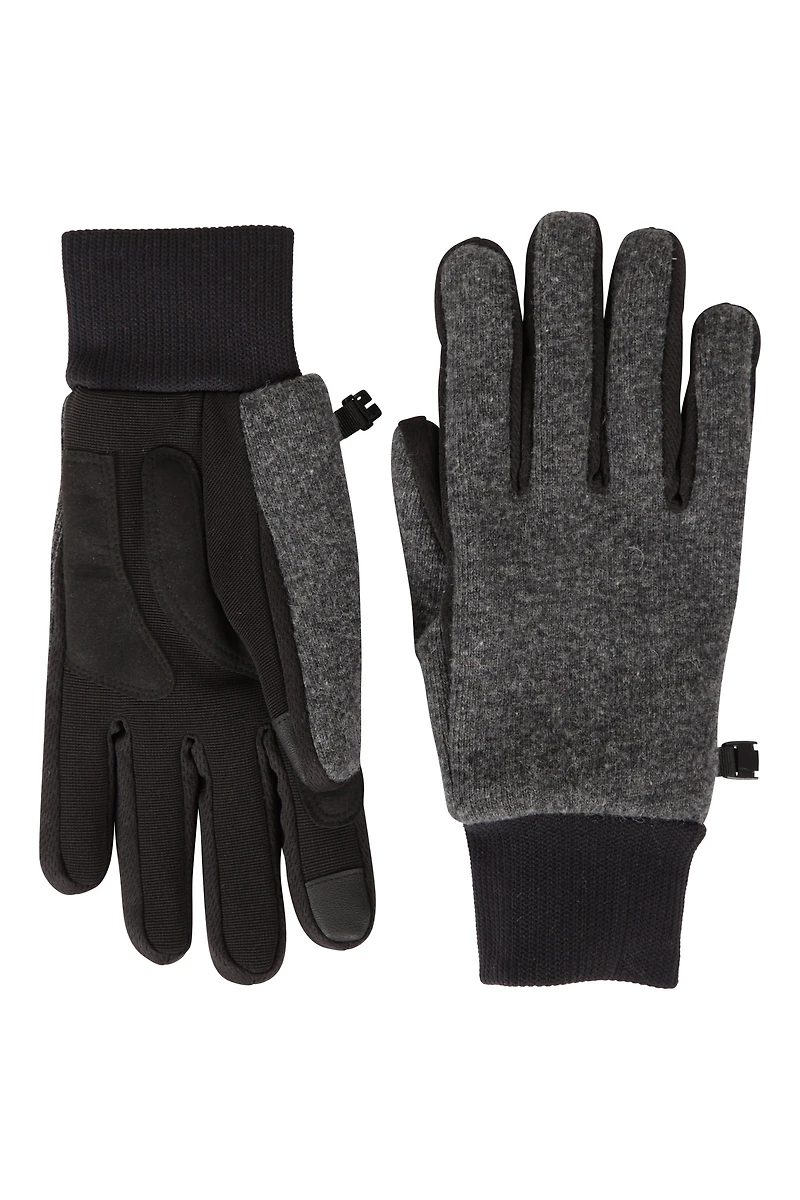 Windproof Fur Lined Mens Thermal Touchscreen Glove