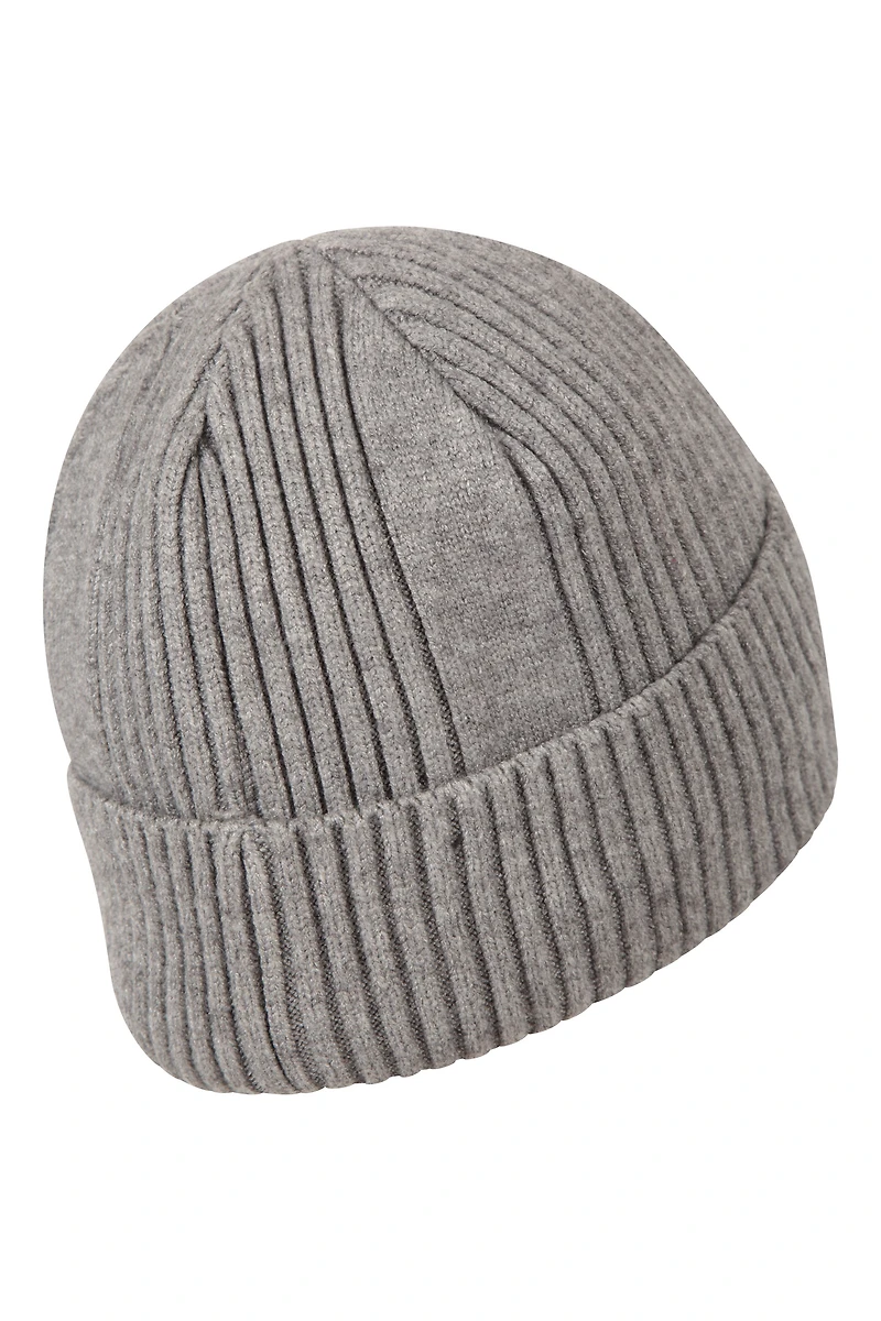 Fur Lined Mens Ribbed Thermal Beanie