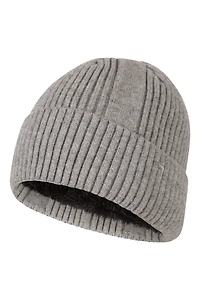 Fur Lined Mens Ribbed Thermal Beanie