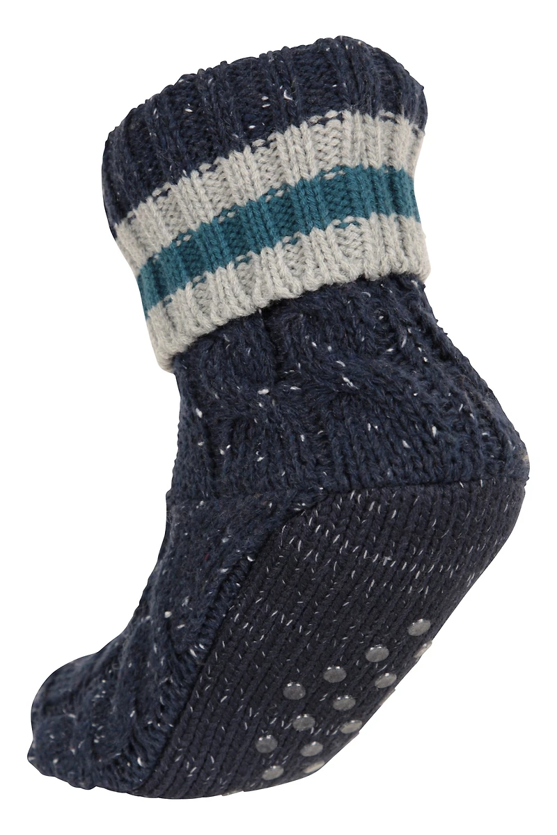Fleece Lined Mens Grippi Slipper Socks