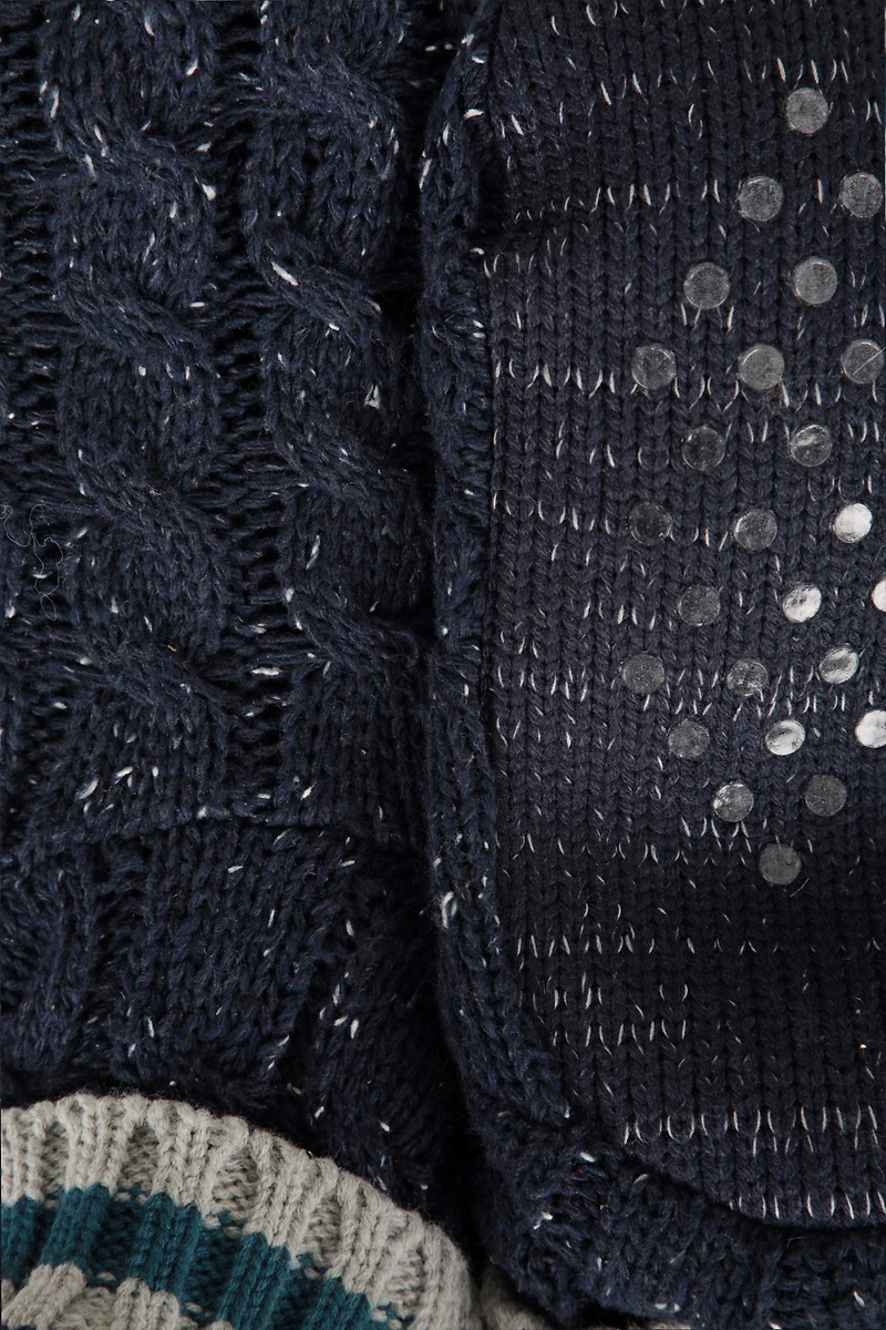 Fleece Lined Mens Grippi Slipper Socks