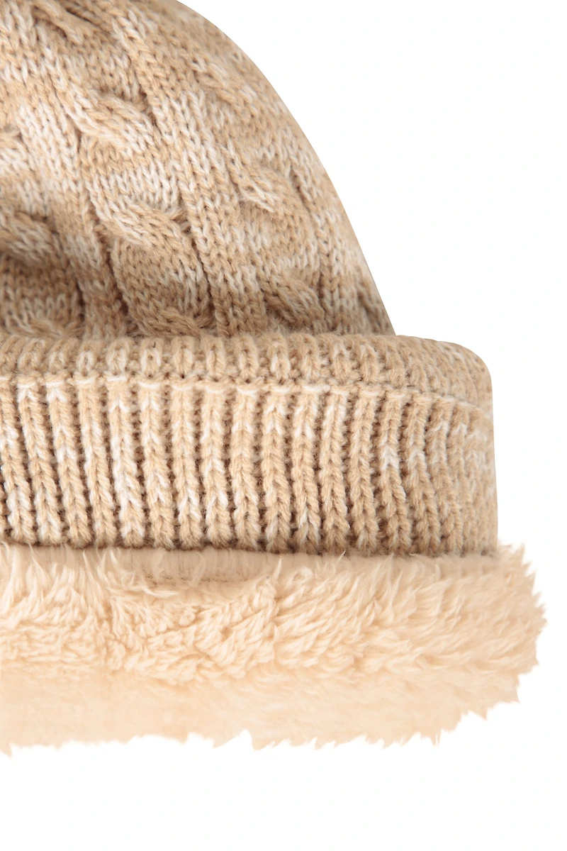 Plush Fur Lined Womens Pom Beanie