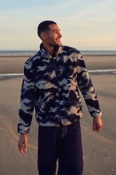 Hennie Mens Printed Borg Jacket