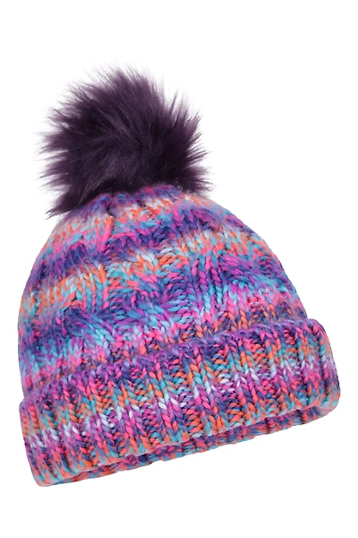 Rainbow Geneva Sherpa Lined Womens Pom Beanie