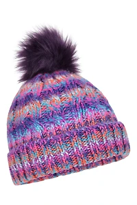 Rainbow Geneva Sherpa Lined Womens Pom Beanie