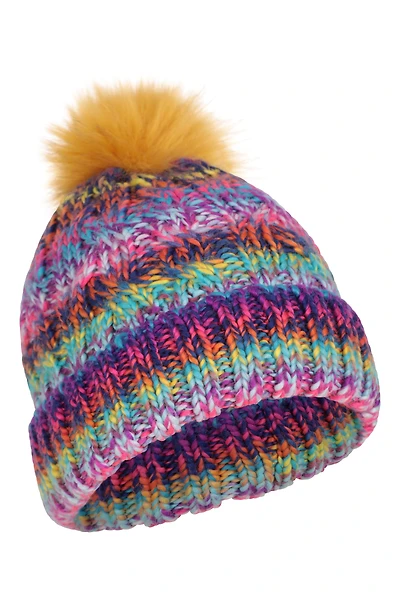 Rainbow Geneva Sherpa Lined Womens Pom Beanie