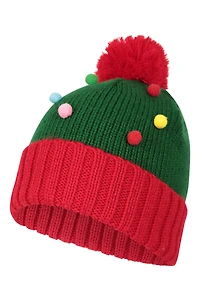 Xmas Tree Kids Pom Beanie