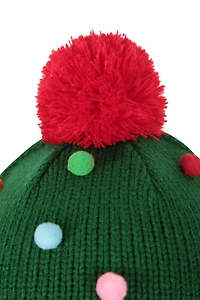 Xmas Tree Kids Pom Beanie