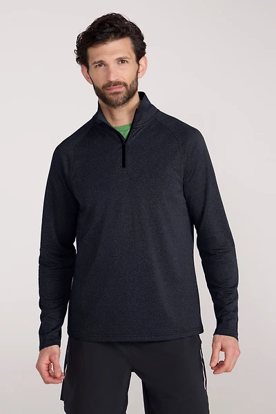 Top Spin Mens Textured Half-Zip Midlayer