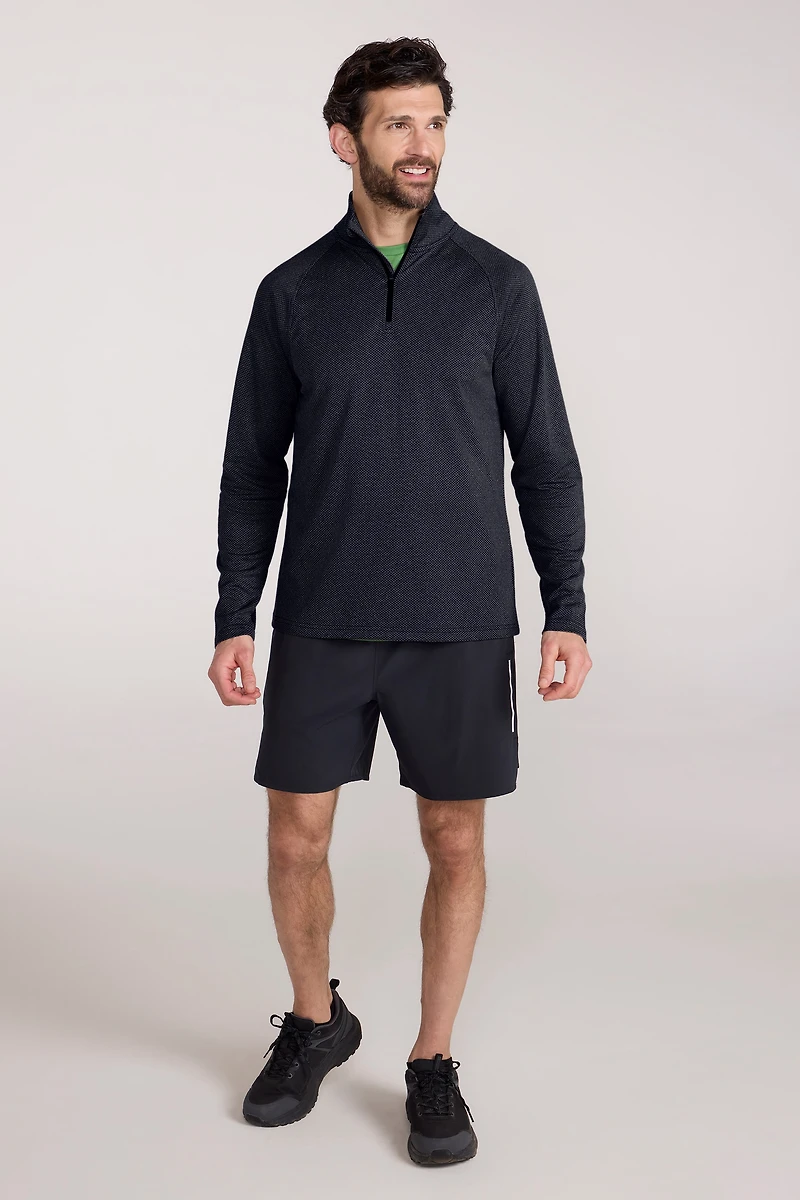 Top Spin Mens Textured Half-Zip Midlayer
