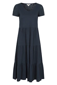 Malaga Broderie Sleeve Womens Tiered Dress