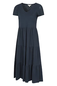 Malaga Broderie Sleeve Womens Tiered Dress