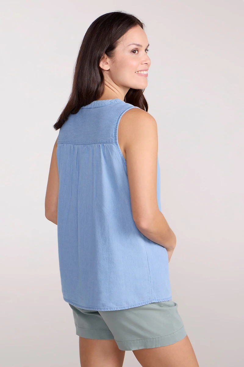 Tuscany Womens Chambray Sleeveless Shirt