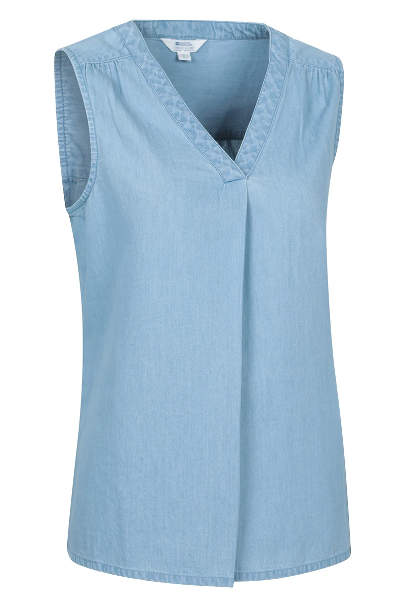 Tuscany Womens Chambray Sleeveless Shirt