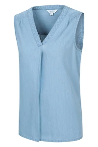 Tuscany Womens Chambray Sleeveless Shirt